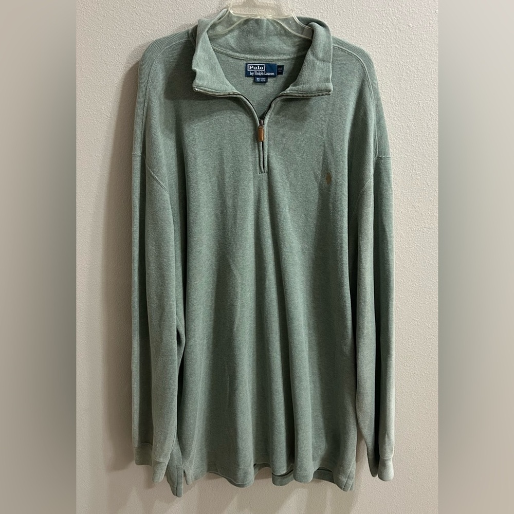 Polo Ralph Lauren Mens 1/4 Zip Pullover Size 2XLT Green Cotton Sweater Heritage